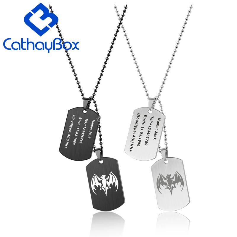 Men's Military Army Personalized ID Stainless Steel Double Dog Tag Necklace Fashion Jewelry CB01A097 1848843053