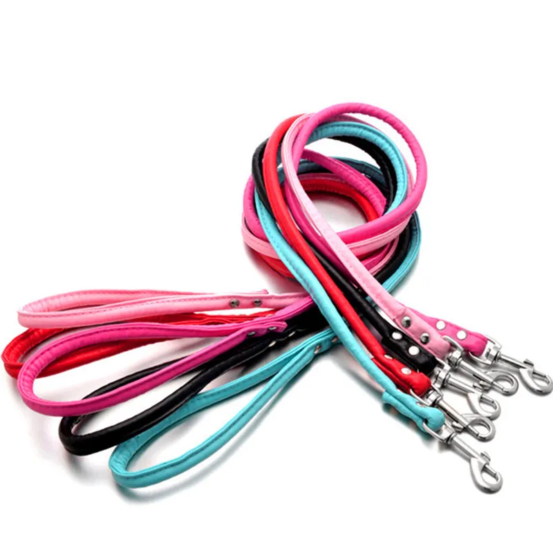 Pet Cat Puppy Dogs Leash Long Smooth PU Leather Leashes Solid Dog Walker Accessories with 5 Color 32820621769