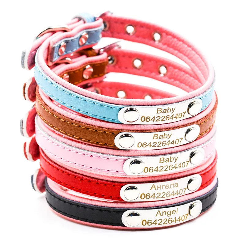 Dog Customized Tag Free Engraving DIY Customized Pet Collar with Name Phone Number Leather Dog 32830960085