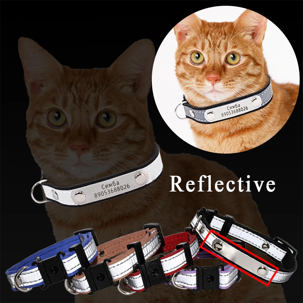 Engraved Cat Collar Reflective Kitten ID Tag Phone Number Nameplate Puppy Collar Charms Small (3 In1) 32854401269