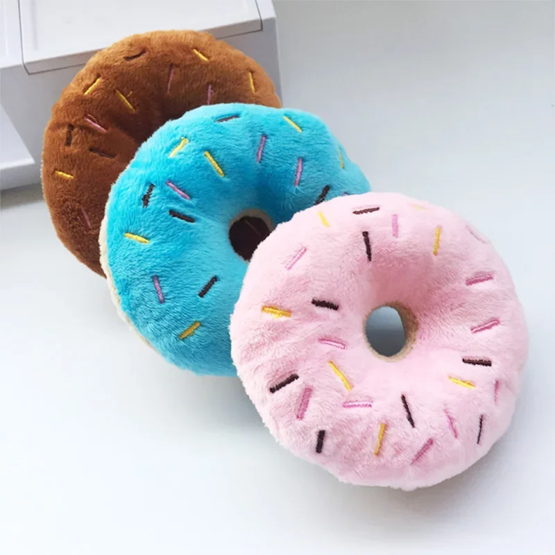 Soft Dog Donuts Plush Pet Dog Toys for Dogs Chew Toy Cute Puppy Squeaker Sound Toys Funny Puppy 32858435607