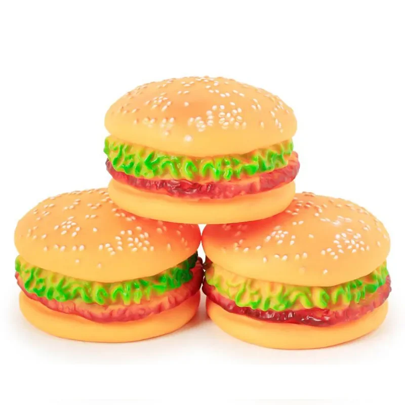 Hamburger Shaped Pet Dog Toys Funny Sound Squeak Chew Toy for Dogs Cats Plastic Training Playing 32881286577