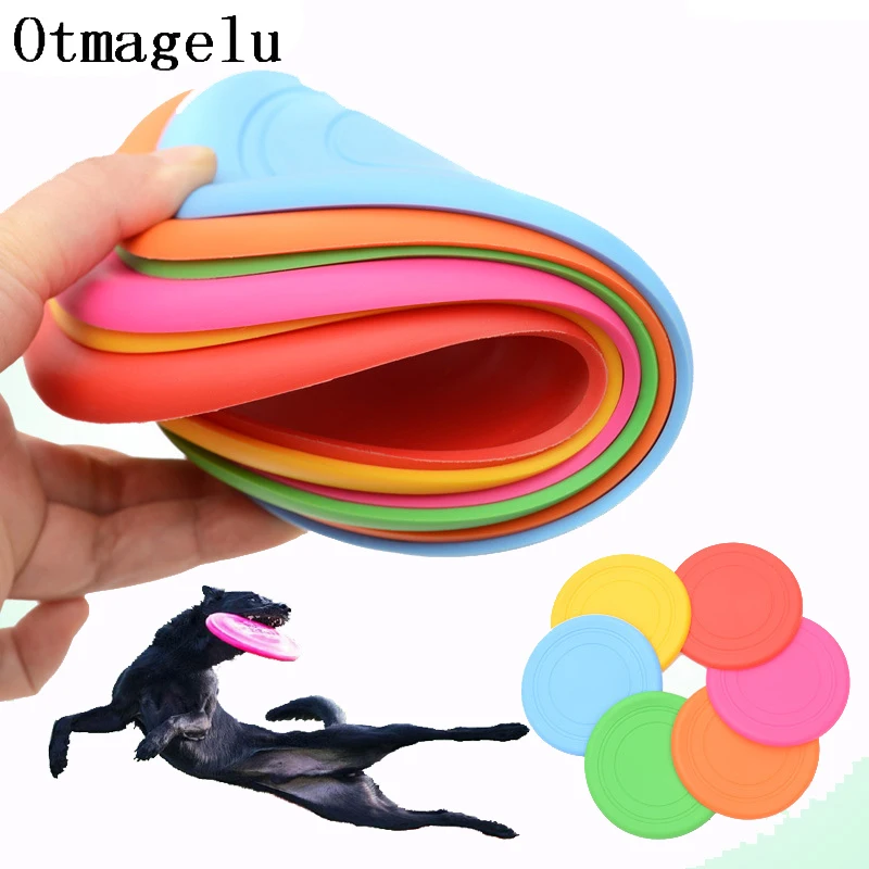 Funny Silicone Flying Saucer Dog Cat Toy Dog Game Flying Discs Resistant Chew Puppy Training (1pcs) 32885045685