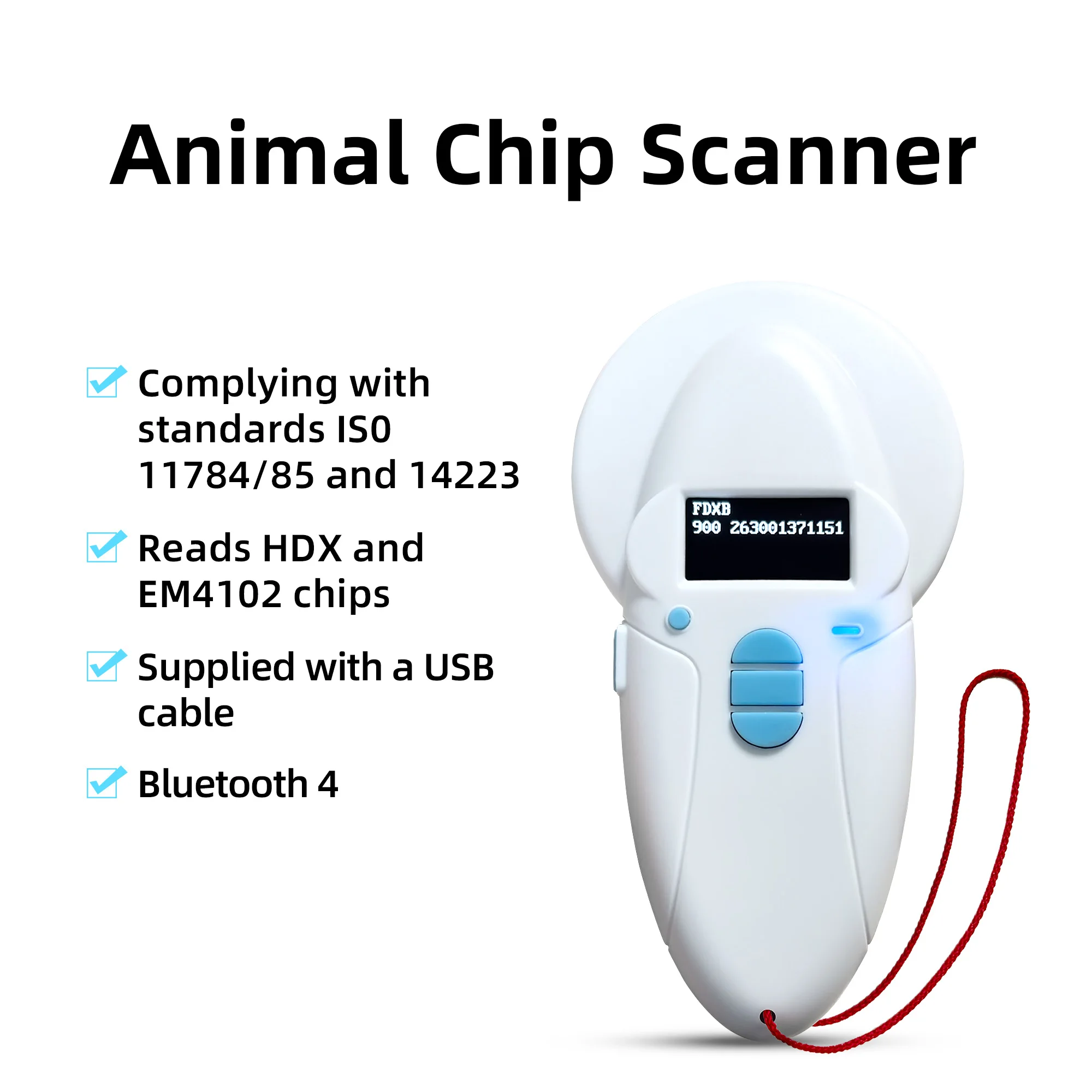 Rfid Fdx-B/a/hdx Animal Tag Microchip Reader ISO Chip Portable OLED Pet Dog Cat Scanner for Rfid 32913555070