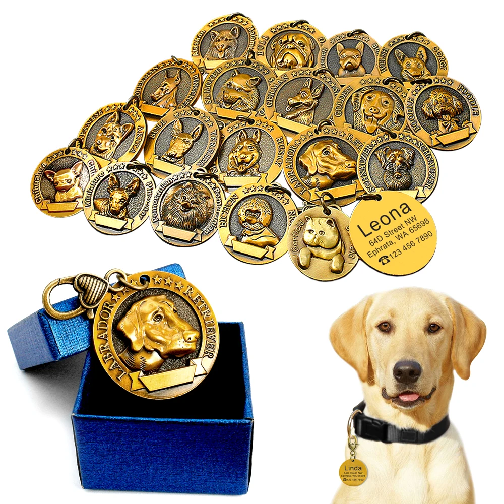 Personalized Dog ID Tag Customized Dogs Tags Nameplate Anti-Lost Free Engraving Pet Pendant 32918954355
