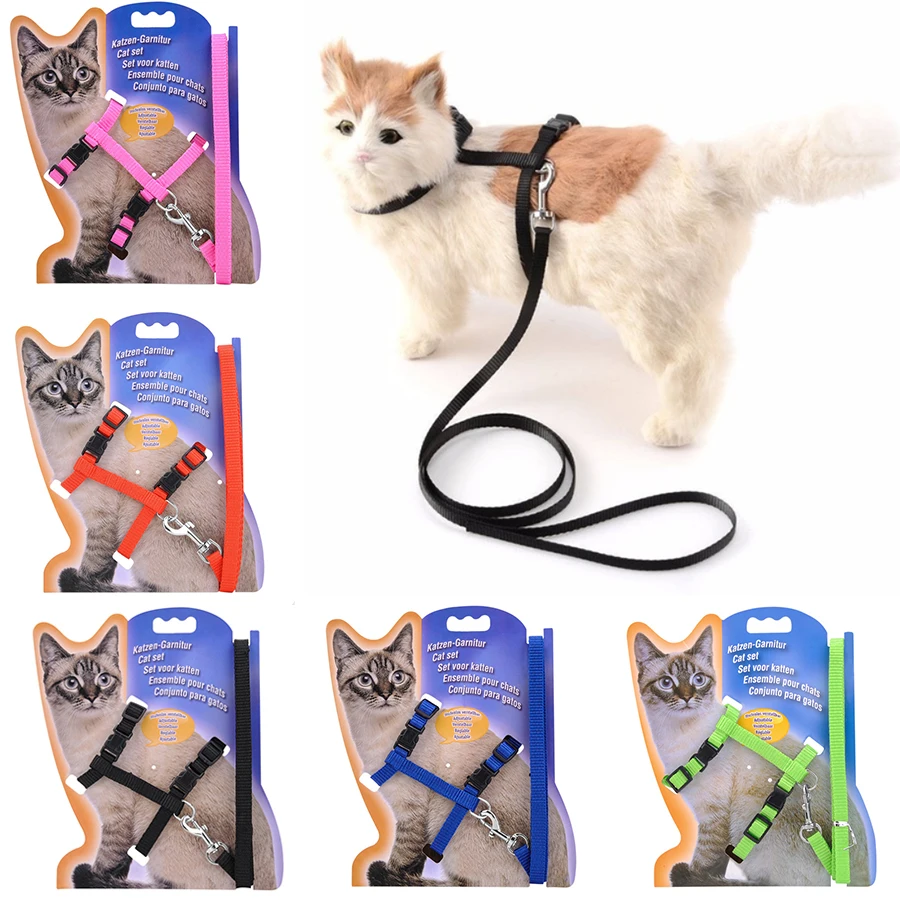 Color Adjustable Pet Cat Collar for Cats Cozy Nylon Rabbit Kitten Kedi Harness Leash Set Dog 32919297385