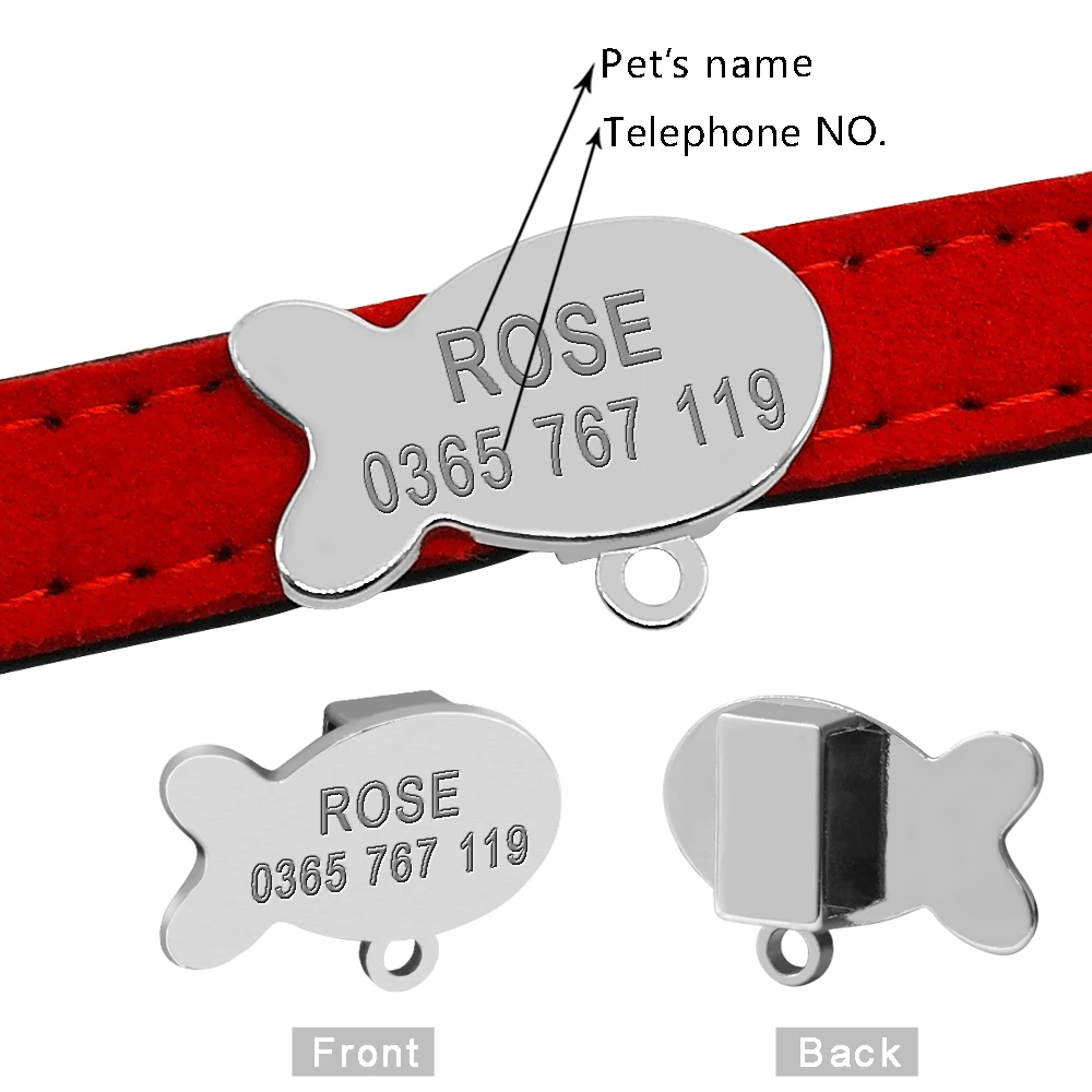 Small Dog Cat ID Tag for Collars Engraved Pet Id Tags Free Engrave Name Phone Fish/Heart/Square 32944518546