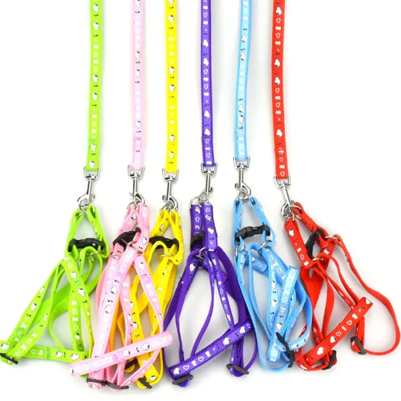 Small Medium Dog Harness and Leash Set Cartoon Nylon Pet Walking for Cat Doggy 120cm Width 1.5cm 32947432714