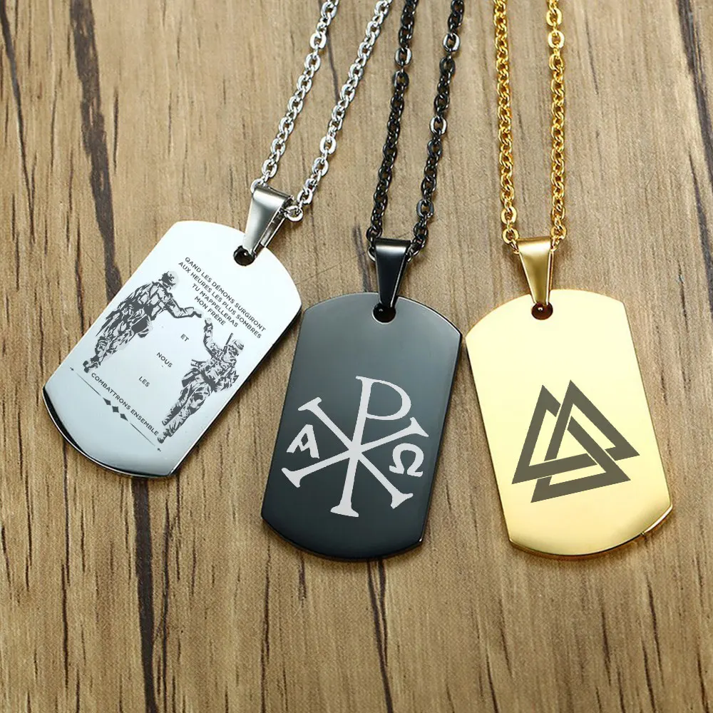 Minimalist Stainless Steel Dog Tag Pendant Necklace Customize Name Dad to My Son Personalized 32958969342
