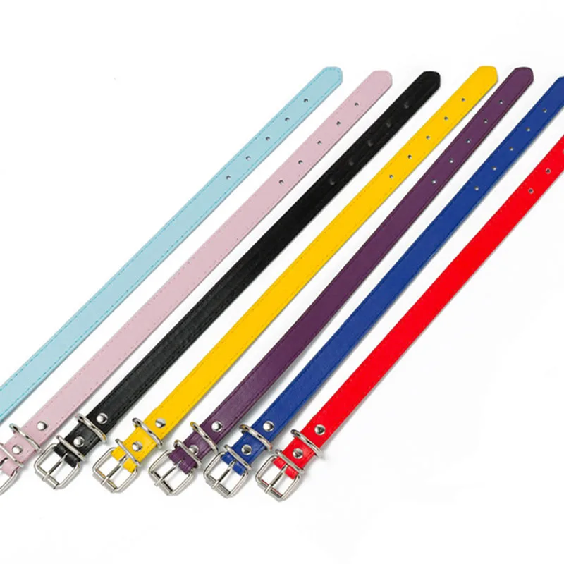 XXS XS S M L Dog Collar PU Leather Puppy Collar Adjustable Pet Collar for Small Medium Dog Cat 32965953718