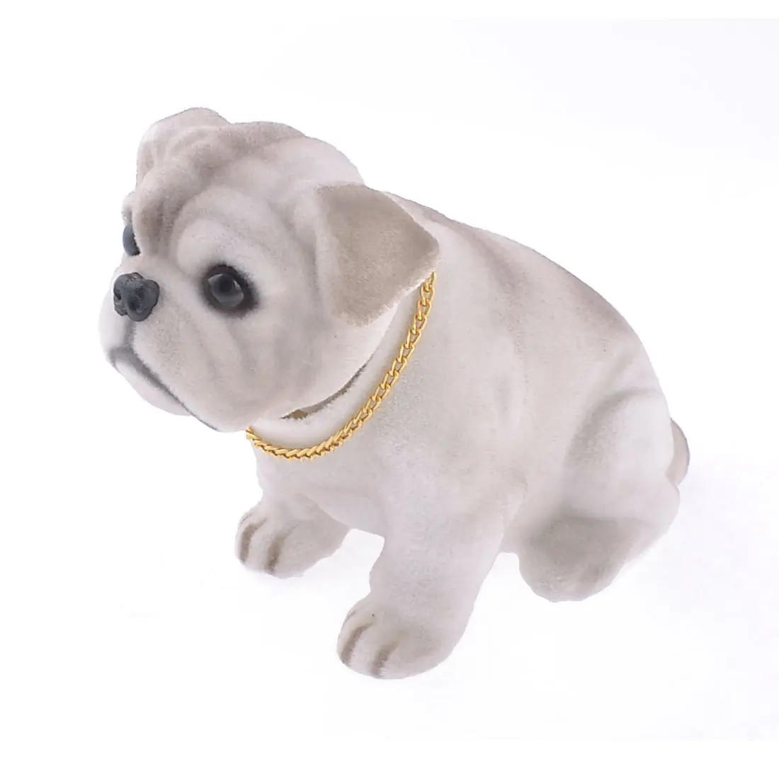 Lovely White Light Gray Shaking Head Nodding Bulldog Dog Decoration for Car 32970510617