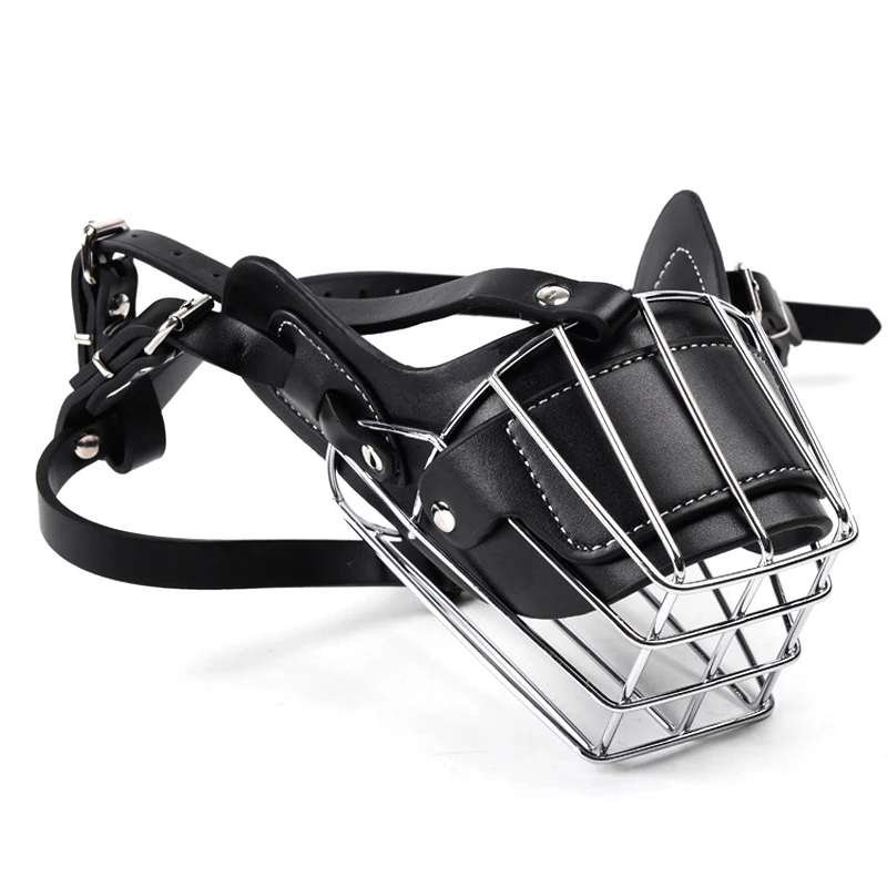 Anti-Bite Bark Chew Large Dog Muzzle Mask Strong Metal Wire Basket Dog Mouth Muzzle Adjustable 32971507137