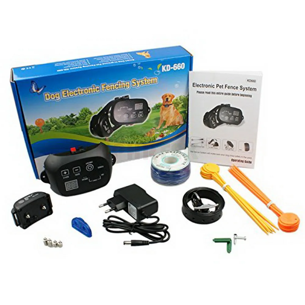 Dog Fence In-Ground Wire Friendly Pet Containment with Training Flags & 2 Rechargeable Collars KD660 32975245179
