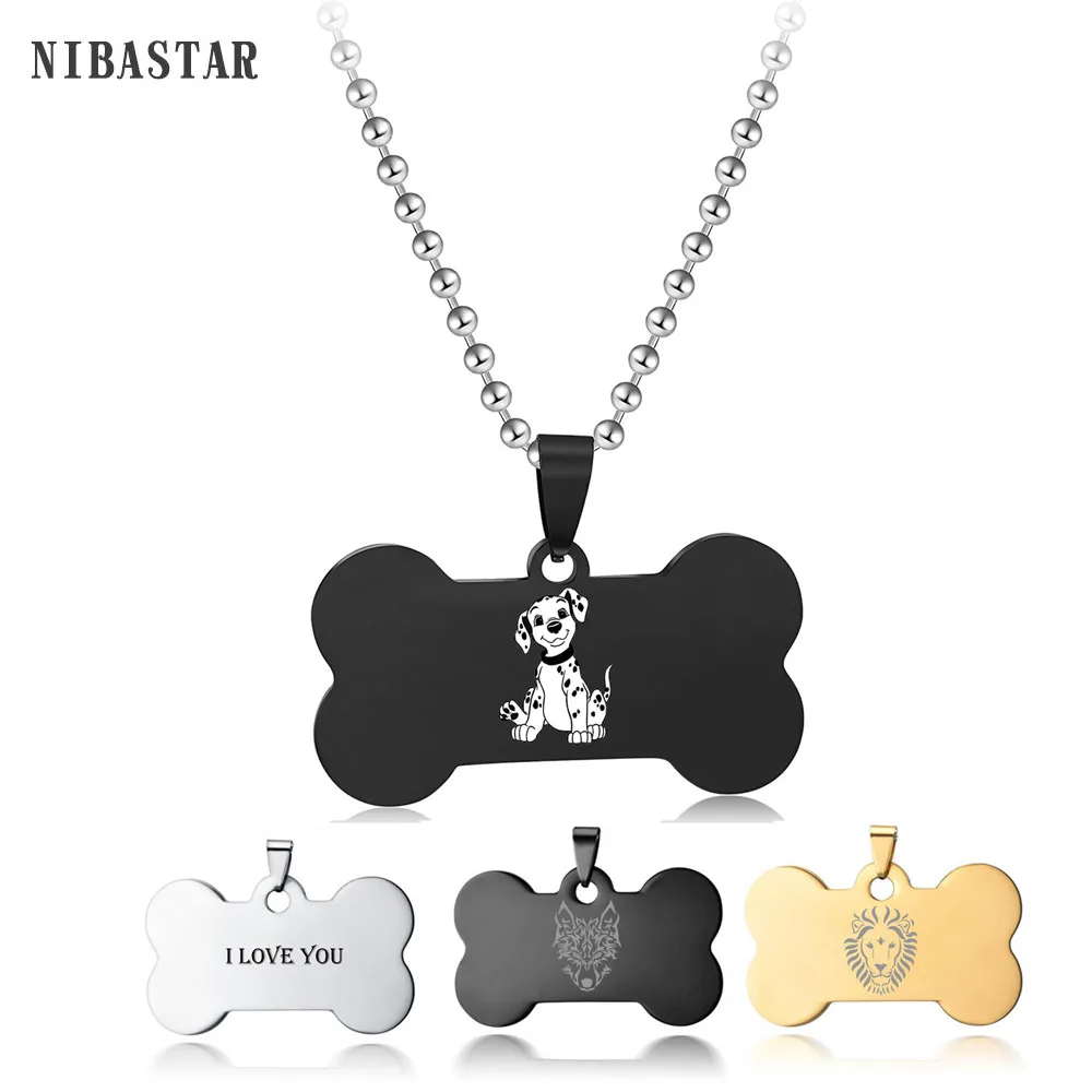 Anti-Lost ID Name Tag Necklace Cute Bone Free Engraved Personalized for Cat Dog Collars Accessories 33008962286