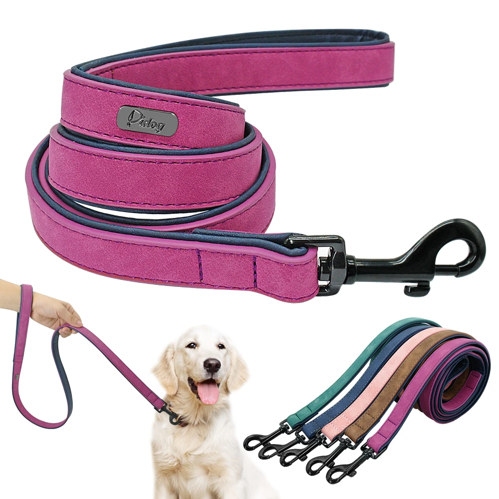 4ft Dog Leash 2 Layer Soft Leather Pet Dog Walking Training Leads with Padded Handle 33031926518