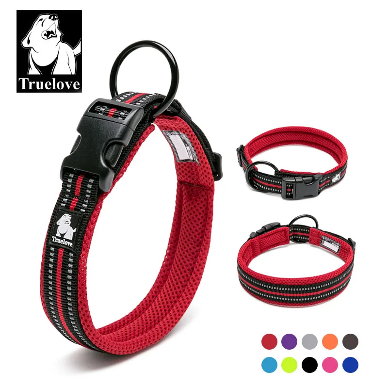 Truelove Nylon Dog Collar Padded Wide Collars for Big Small Dogs Soft Reflective Training Cat Pet 4000034199086