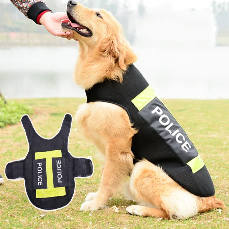 Medium Large Dog Work Clothes Police Safety Save Life Jacket Reflective Big Dog Vest Preserver Pet 4000061502191
