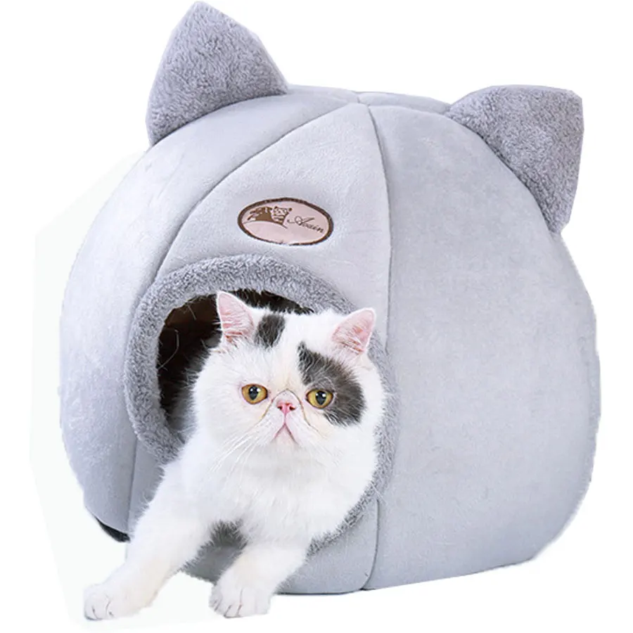 Pet Cat House Plush Winter Warming Lovely Cat Bed Cave Indoor Cozy Puppy Nest Dog Kennel 4000135895077
