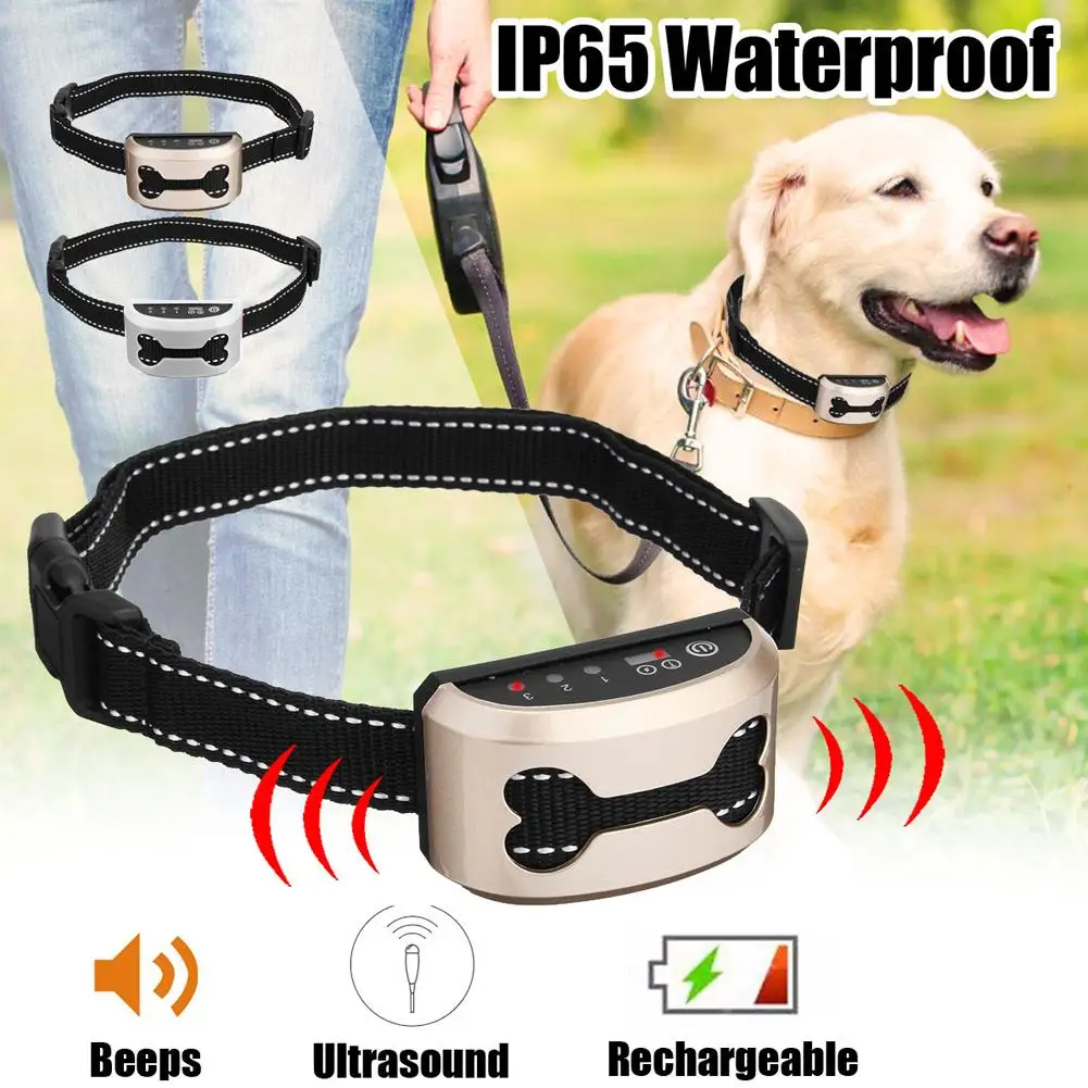Pet Dog Anti Bark Collar Control Train Rechargeable IP65 Waterproof Stop Barking Dog Vibration 4000152369693
