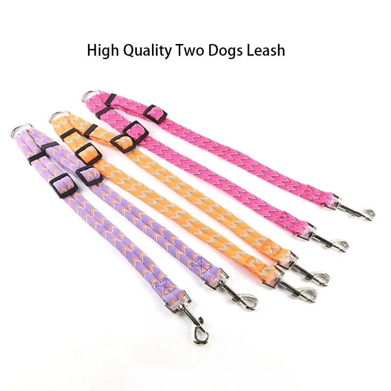 Two Dogs Leash Double Twin Lead Walking Leash Two Pets Cats Dual Couple Dog Leashes Nylon V Shape 4000176728203