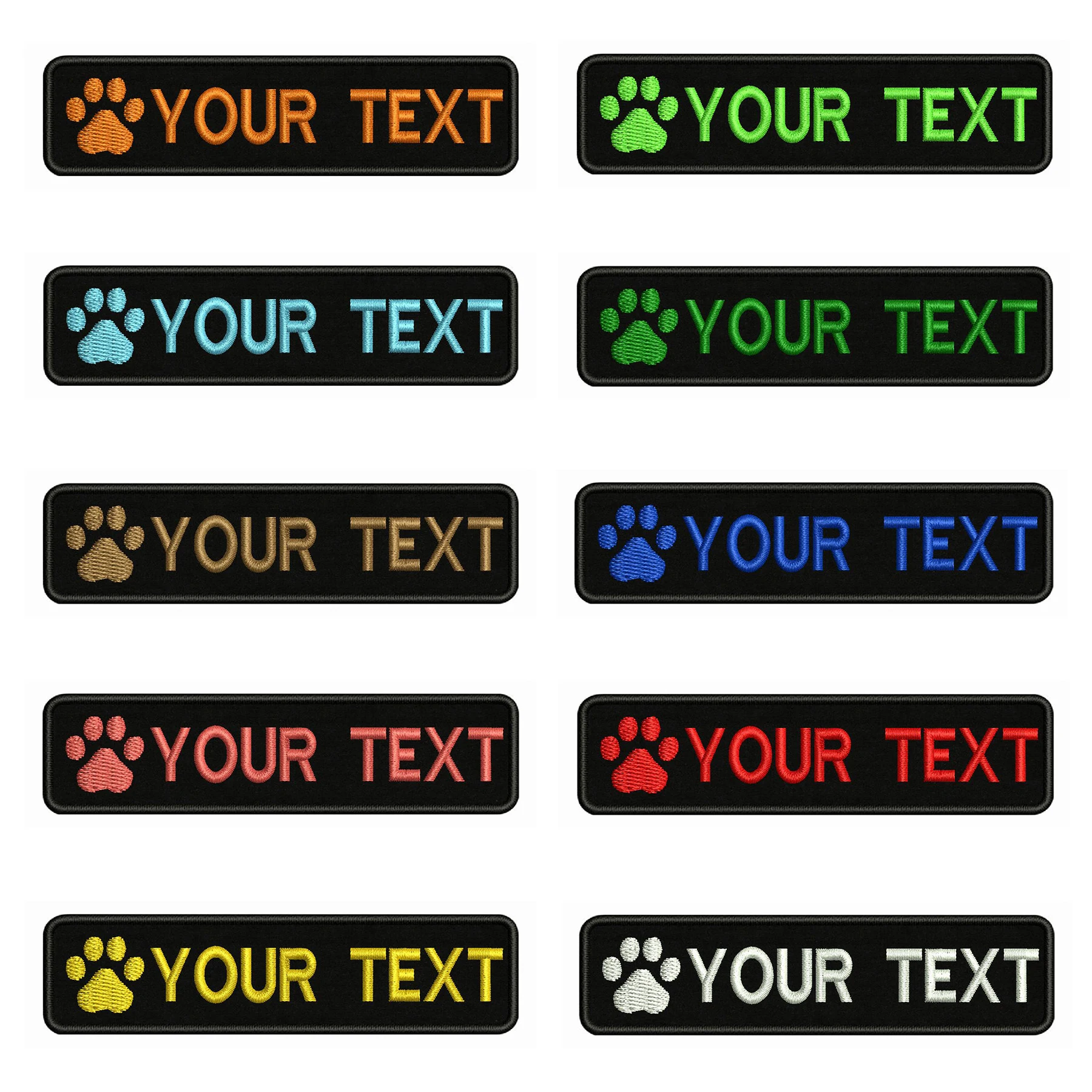 Dog Paw Logo Dog Footprints 10X2.5cm Embroidery Custom Name Text Patch Stripes Badge Iron 4000253889798