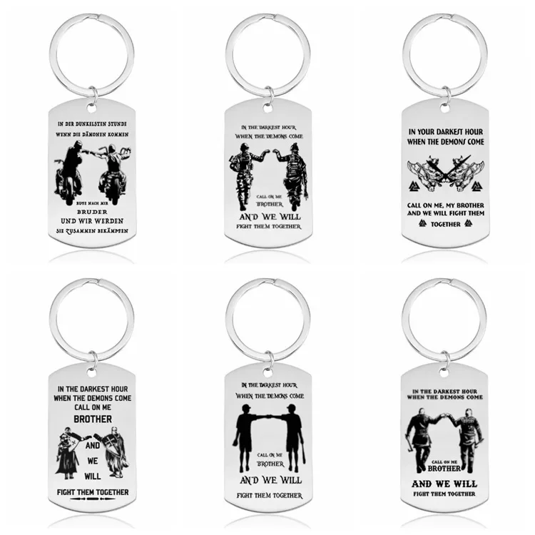 Dog Tag Key Chain Gift for Fraternal Brother Motorcycle Army Chains Engraved in the Darkest Hour 4000348349419