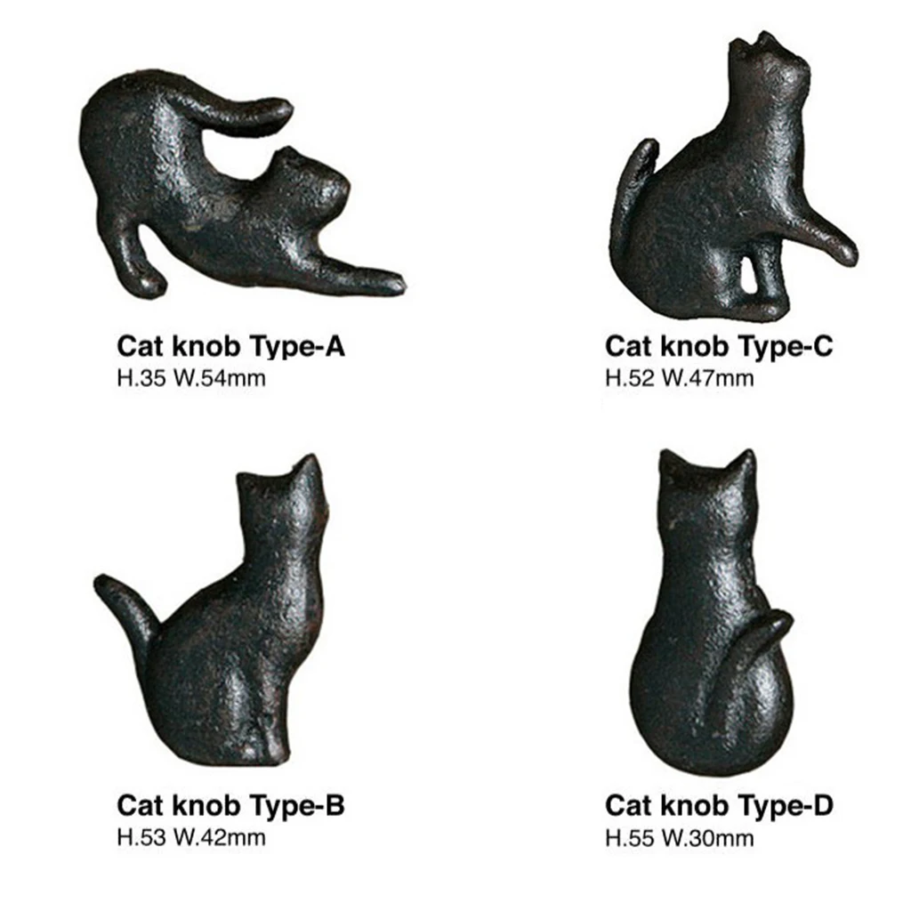 Variety Cast Iron Cute Cat Style Door Drawer Cabinet Wardrobe Pull Handle Knobs Vintage Rural 4000469288236