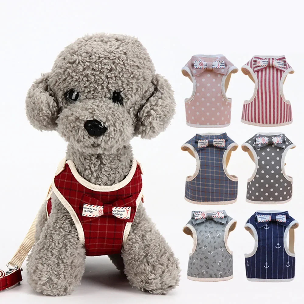 Small Dog Harness and Leash Set Pet Cat Vest with Bowknot Mesh Padded Leads for Puppy Dogs 4000525695182