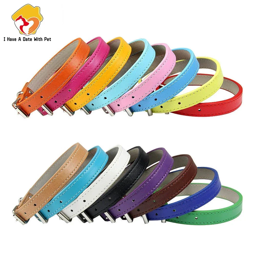 Soft Leather Solid Dog Collar Adjustable Puppy Neck Strap Safe Collars for Small Medium Big Dog 4000839473902
