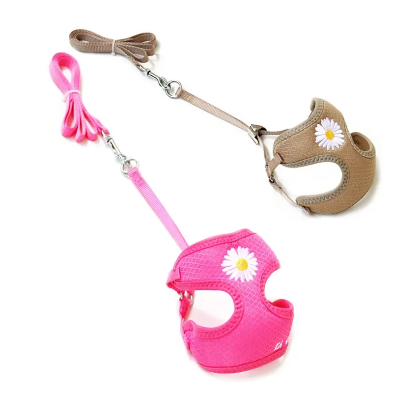 Harness and Leash for Small and Medium Dogs, Kitten Harness Set, Daisy Embroidery, Puppy Collar 4001148897407