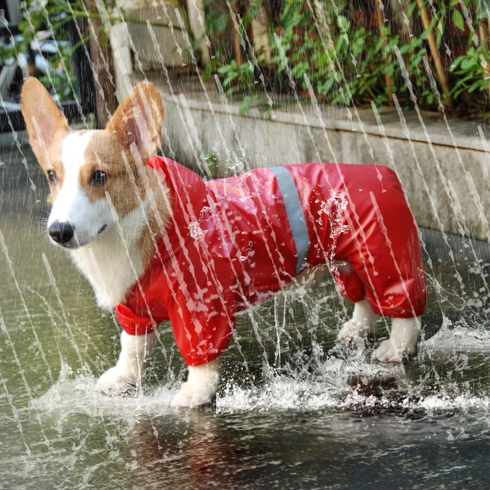 Pet Dog Waterproof Raincoat Jumpsuit Reflective Rain Coat Sunscreen Dog Outdoor Clothes Jacket 4001185280953