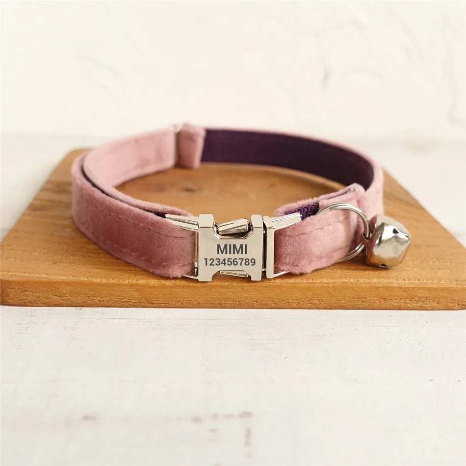 Personalized Cat Collar with Bell Designer Luxury Pet Collar for Cats Small Dogs Thick Velvet 4001208561575