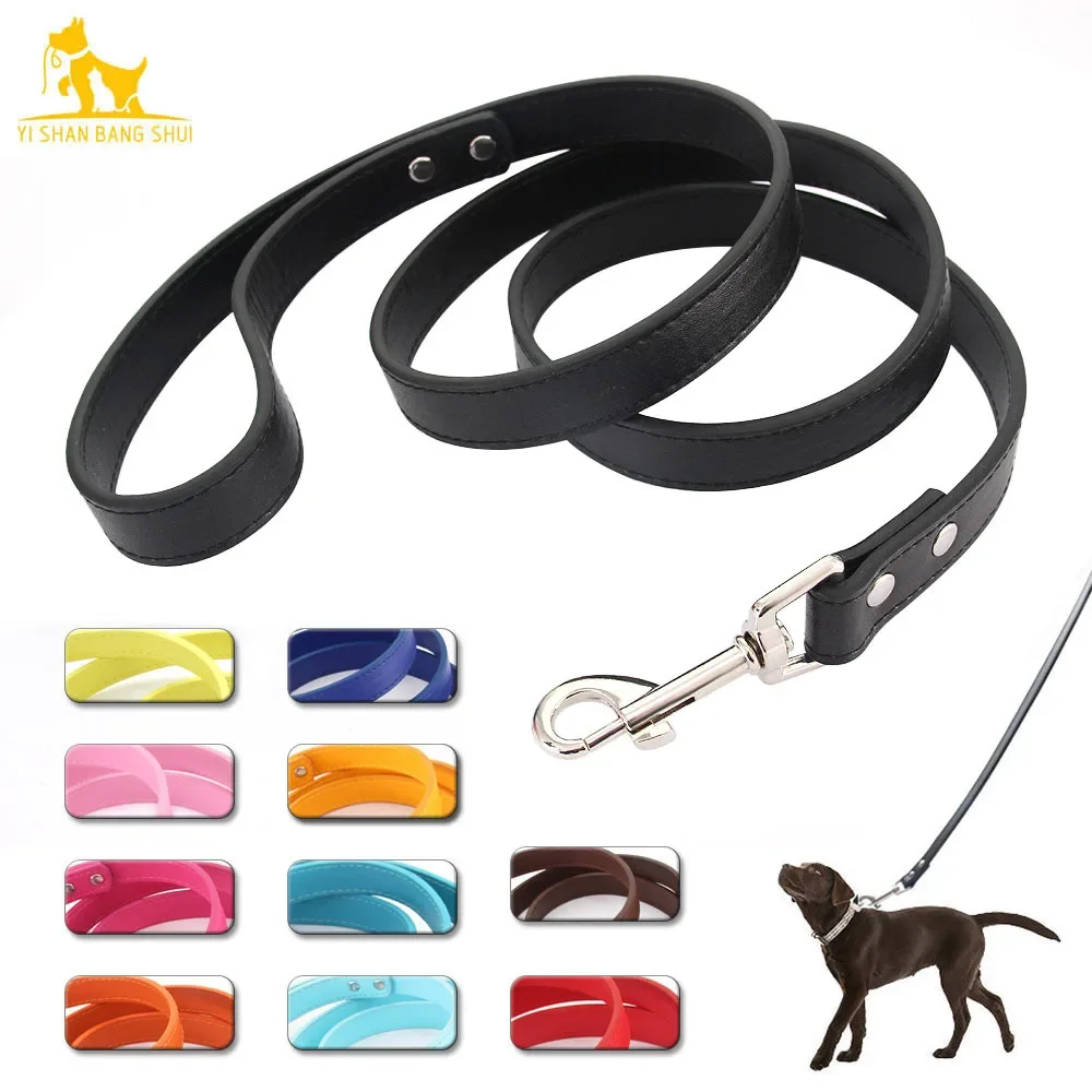 Colors Dog Leash Soild Color Leather Pet Walking Training Leads for Small Medium Large Dogs Cat 4001295017219