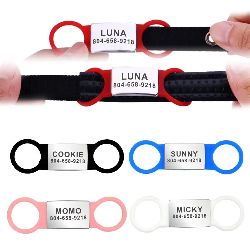 Personalized Dog ID Tag Stainless Steel Nameplate Collar Accessories Pendant Customized Silicone 4001297690955