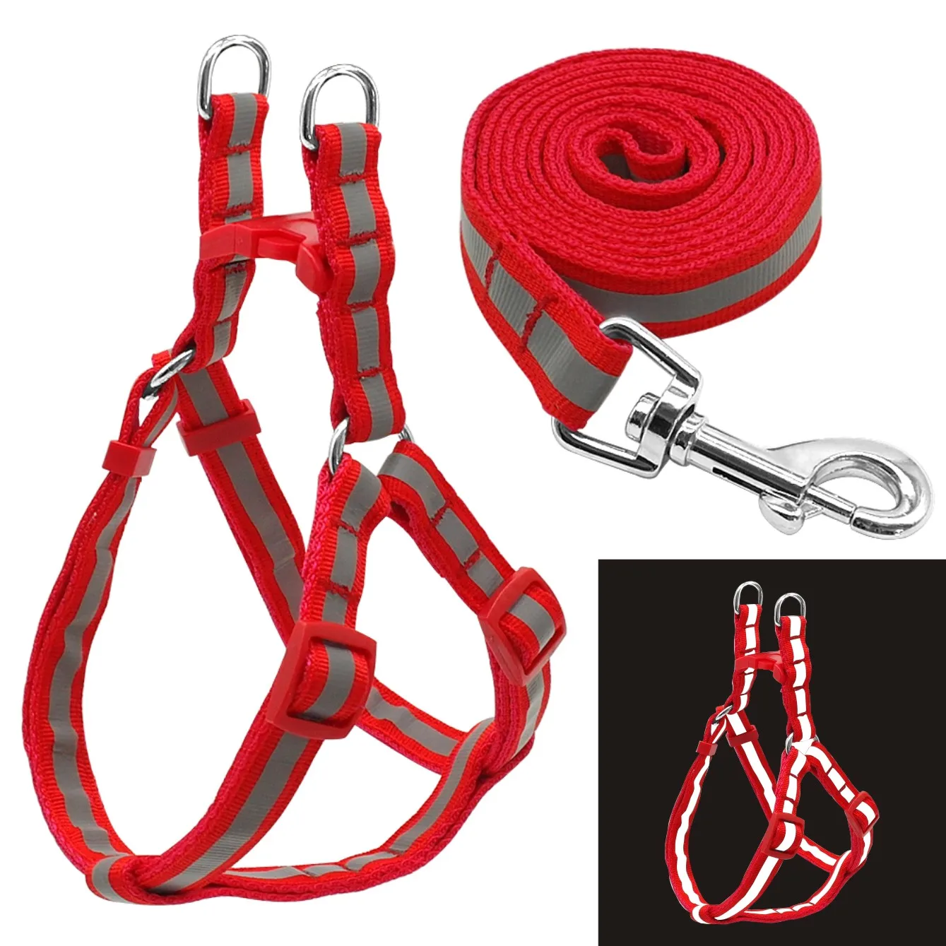 Reflective Nylon Dog Harness and Leash Set for Small and Medium Dogs, Puppy Lead, Chihuahua, Yorkie 4001343997524